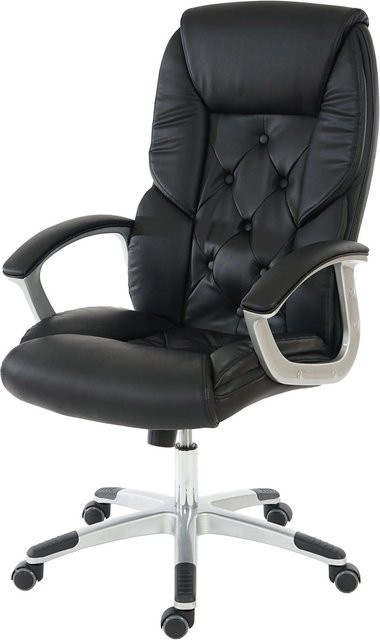 Proregal Profi-Bürostuhl XXL Chefsessel in Schwarz aus Kunstleder mit Kopfstütze und 360-Grad-Drehfunktion, H x B x T: 125 x 68 x 77 cm, Sitzhöhe: 51 cm, Belastbar bis 150 kg - Bild 1