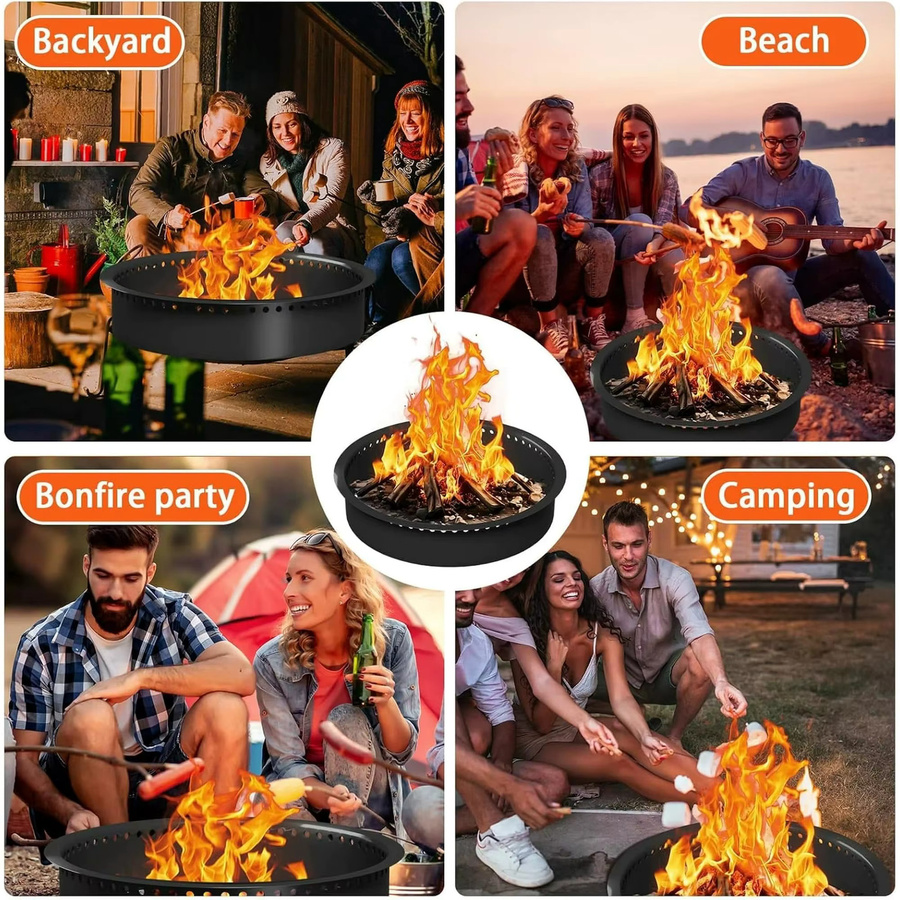 HiMISS Feuerschale aus rostfreiem Stahl in Schwarz für Garten und Camping - Bild 7