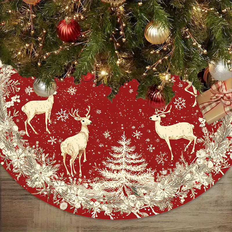 VIKAMA Weihnachtsbaum Rock mit Elch und Schneeflocken für deine Winter- und Weihnachtsdekoration - Bild 4