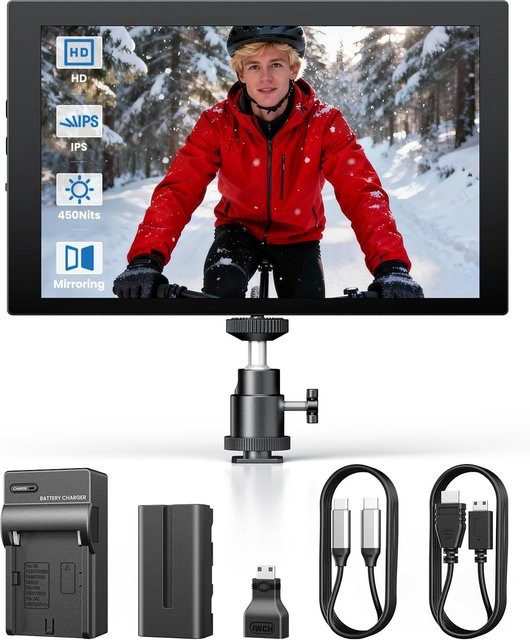 Eyoyo 7-Zoll Kamera-Feldmonitor mit 1280x800 IPS Display, Mini HDMI Videomonitor mit Bildschirmspiegelung für iPhone, tragbarer Batteriebetriebener Monitor für DSLR-Fotografie und PC - Bild 1