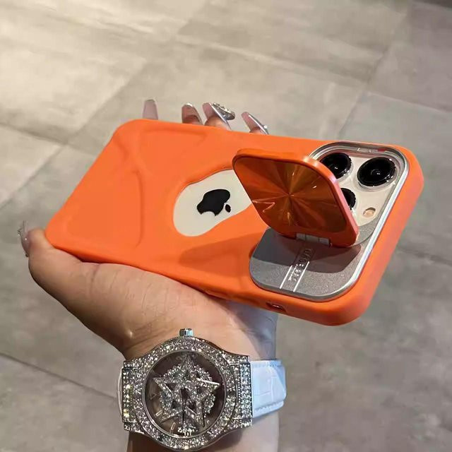 Magnetische Saug-Objektivständer-Hülle für Apple iPhone 17, 16 Pro Max, 14 und 13 in Orange - Bild 1