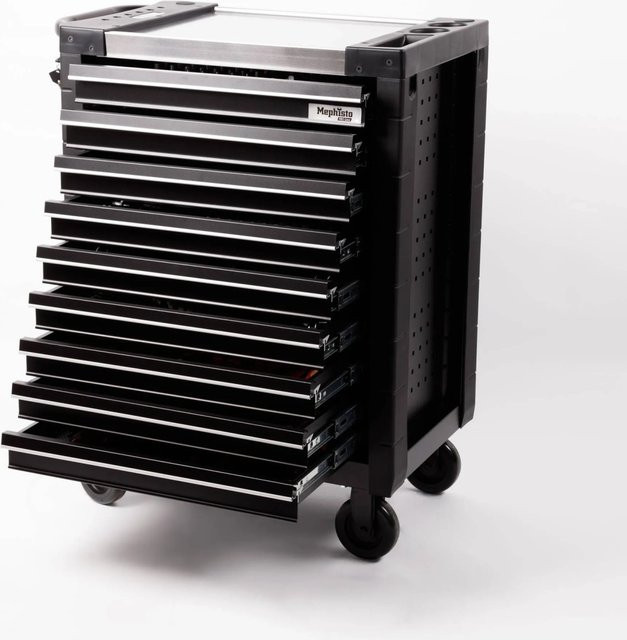 Mephisto ProLine Werkzeugwagen Full Black aus Stahl mit 9 Schubladen, abschließbar und rollbar, B/T/H: 77,5 x 46,5 x 97,8 cm - Bild 1