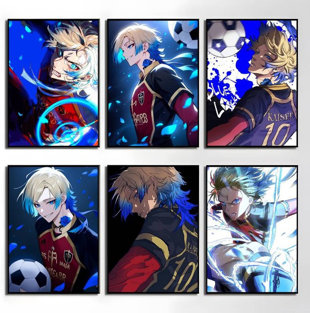 Moetch Anime Kaiser Blue Lock Poster Aufkleber, wasserfeste Wandkunst für Wohnzimmer und Schlafzimmer, Mehrfarbig - Bild 1