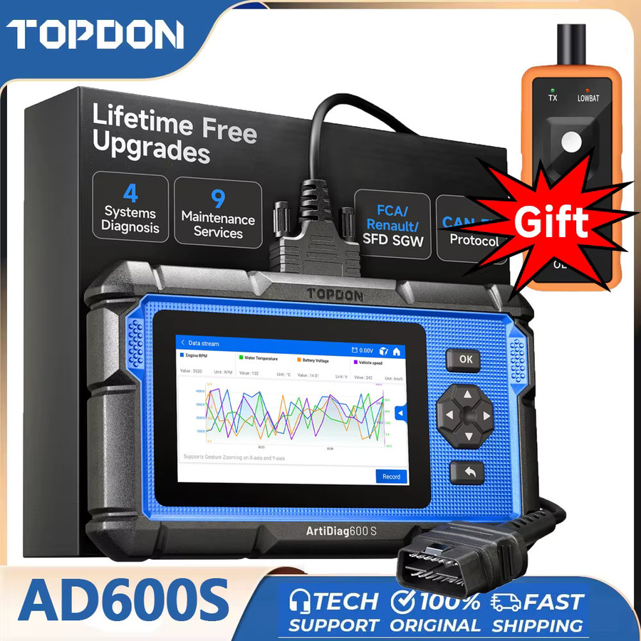 TOPDON Artidiag600S OBD2-Diagnosegerät in Schwarz mit lebenslangem Upgrade, Codeleser für ABS, SRS, AT und Motor sowie 9 Reset-Funktionen - Bild 2