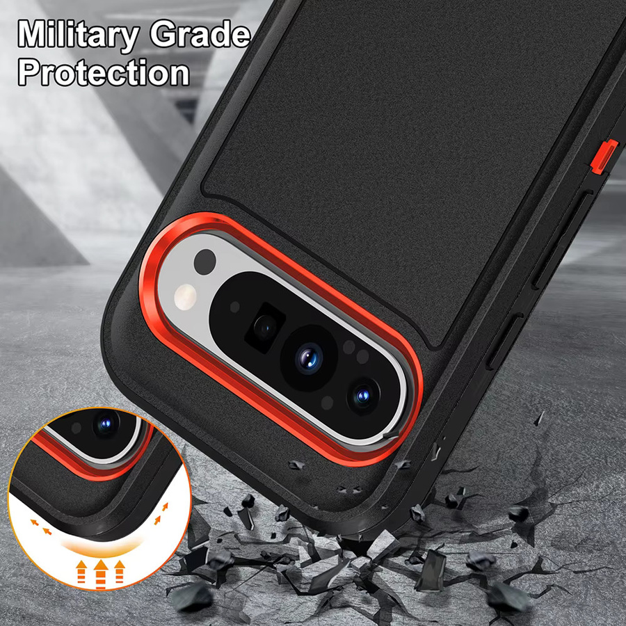 Stoßfeste doppellagige Panzerhülle mit unsichtbarer Halterung und matter Rückseite für Google Pixel 10 und 9 Pro XL in Blue oder Black - Bild 3