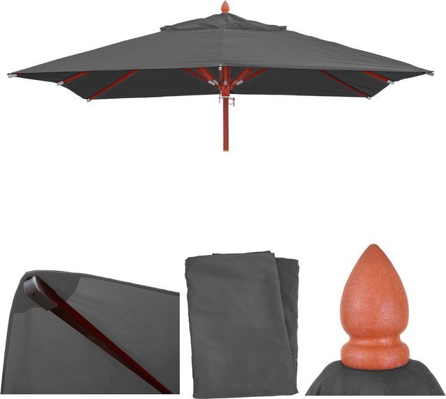 Ersatzbezug für MCW Gastronomie Holz-Sonnenschirm MCW-C57, eckig, Polyester, Farbe: Anthrazit, B x B: 3 x 3 m - Bild 1