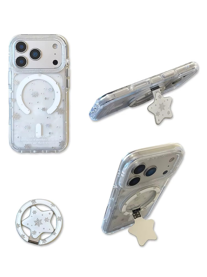 KASONPAI Magnetische iPhone Schutzhülle mit Bling Schneeflocke Stern Design für iPhone 17 Pro Max 16 15 14 13 Transparent und MagSafe kompatibel - Bild 3