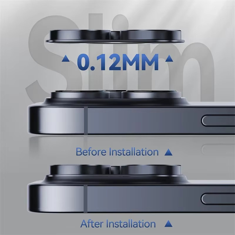 2er-Set Metall Kamera Objektiv Schutz aus gehärtetem Glas für Apple iPhone 16 15 14 13 12 Pro Max Plus Mini in Schwarz - Bild 6