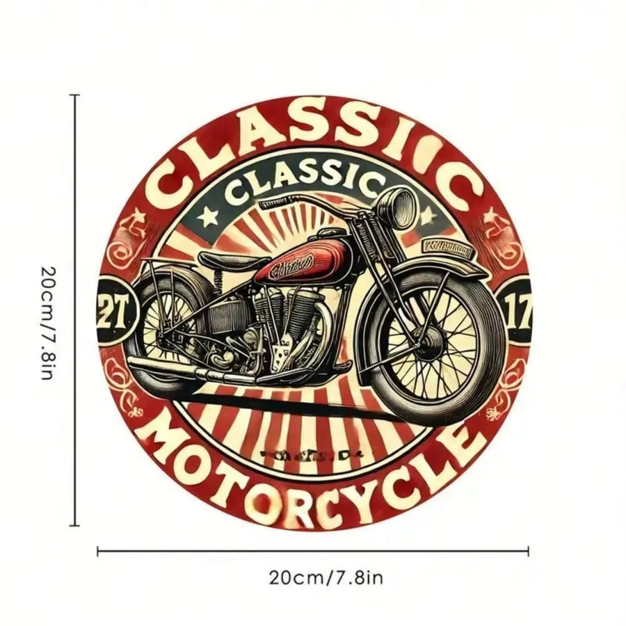 CIFBUY Vintage Aluminium-Blechschild Retro Motorrad Wandkunst Dekoration Rund, Mehrfarbig, Durchmesser: 20,32 cm - Bild 2