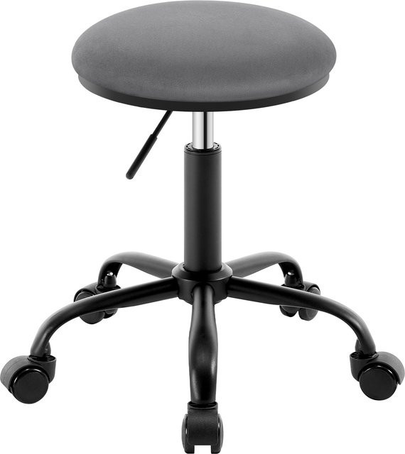 Eugad Drehbarer und höhenverstellbarer Büro-Schminkstuhl mit Rollen, Grau, Velvet, B/T/H: 45-57,5 cm - Bild 1