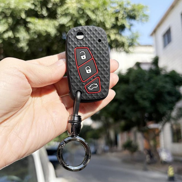 Silikon Schutzhülle für Fiat Panda, Grande Punto, Linea, Stilo, Streetka und Bravo Schlüsselanhänger in Schwarz - Bild 1