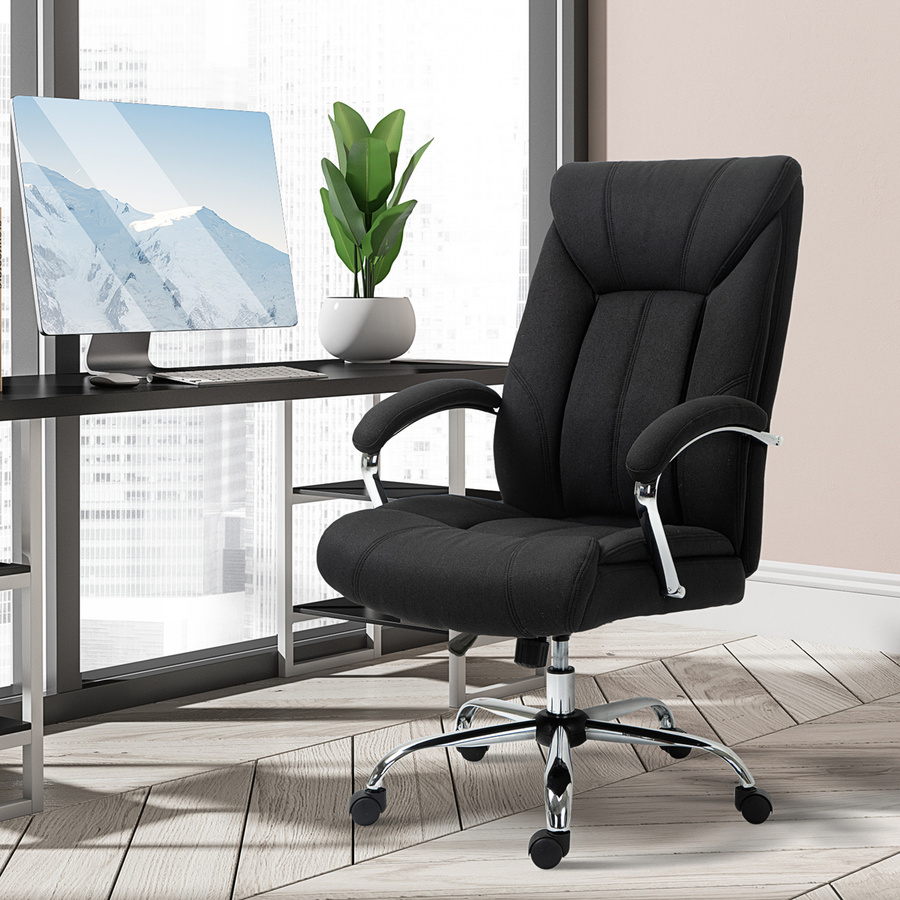 Vinsetto Ergonomischer Bürostuhl in Schwarz mit Kopfstütze, gepolsterten Armlehnen und Wippfunktion - Bild 2