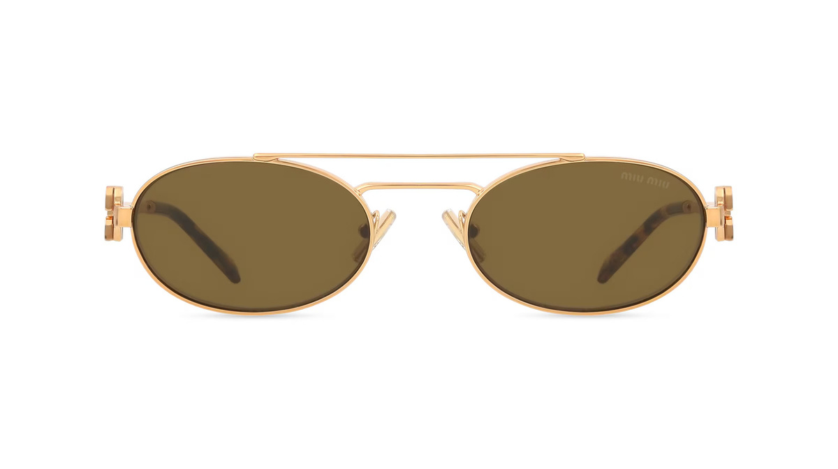 Miu Miu MU54ZS Sonnenbrille Vollrand, Oval, Metall, gold, brown, Damen - Bild 1
