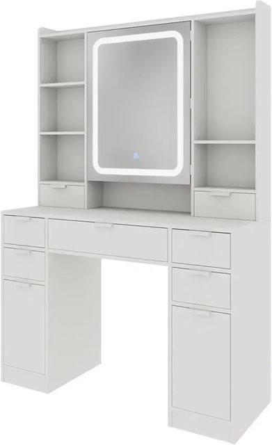 Vicco Schminktisch Solea Weiß mit LED-Spiegel und Glasplatte, Breite: 105 cm - Bild 1