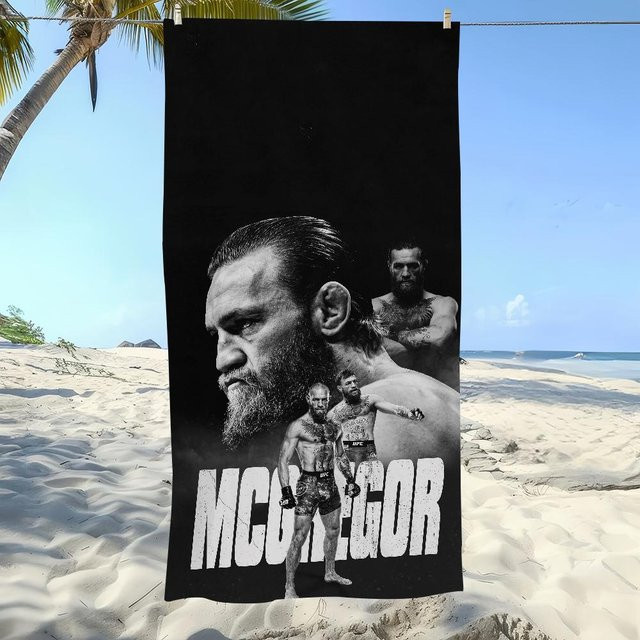 Dalangpa Champion Boxer C-Conor McGregor UFC Handtuch, schnelltrocknend, Polyester, Schwarz-Weiß, B: 100 cm, H: 170 cm - Bild 1
