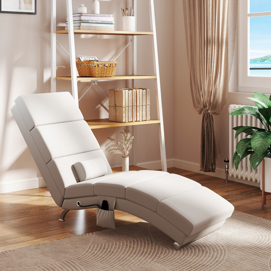 HOMCOM Elektrischer Relaxsessel mit Massage- und Wärmefunktion in Cremeweiß Leinenoptik - Bild 2