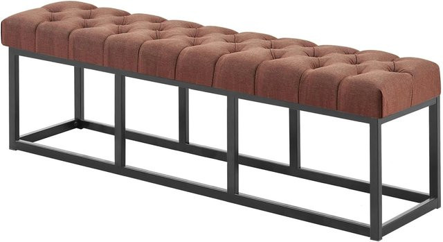 DELUKE Sitzbank MEXICO Polsterbank aus Stoff in Braun, gesteppt, B/T/H: 150 x 38 x 46 cm - Bild 1