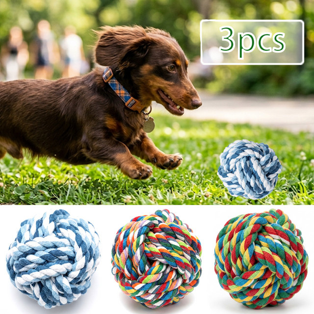 Holapet Hundeball-Spielzeug, 3er-Pack, geknotete Baumwollseil-Kaubälle - Bild 1