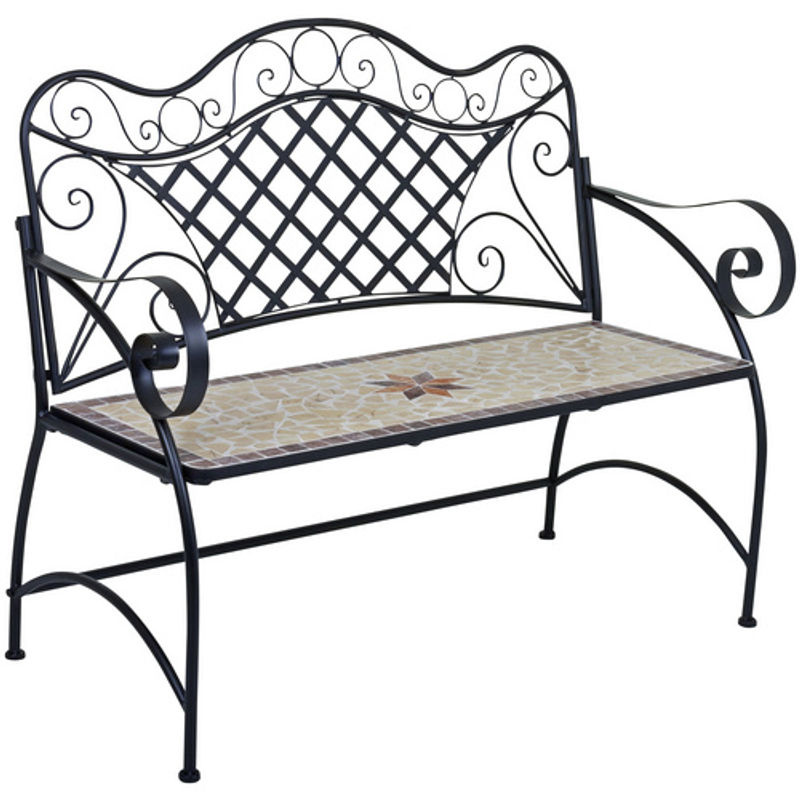 Gartenbank Amarillo 2-Sitzer von Garden Pleasure mit Steinmosaik in Grau/Mehrfarbig, B/H/T: 115 x 97 x 57 cm - Bild 3