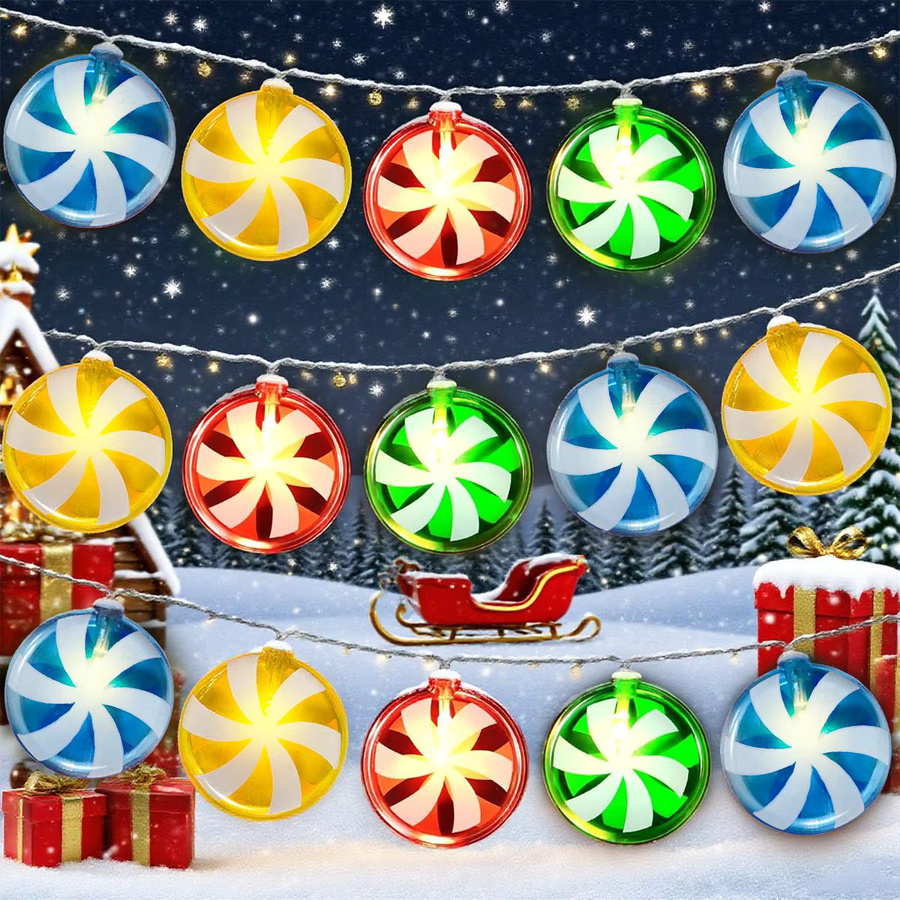 Peach Forest Weihnachts-Lichterkette mit runden Candy-Lollipops in Multicolour für Indoor und Outdoor - Bild 4