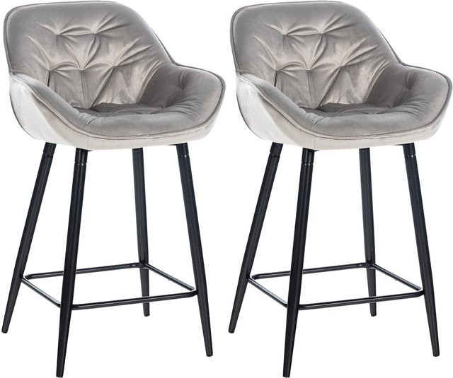 CLP 2er Set Barhocker Gibson aus Samt in Grau mit Sitzhöhe 76 cm - Bild 1