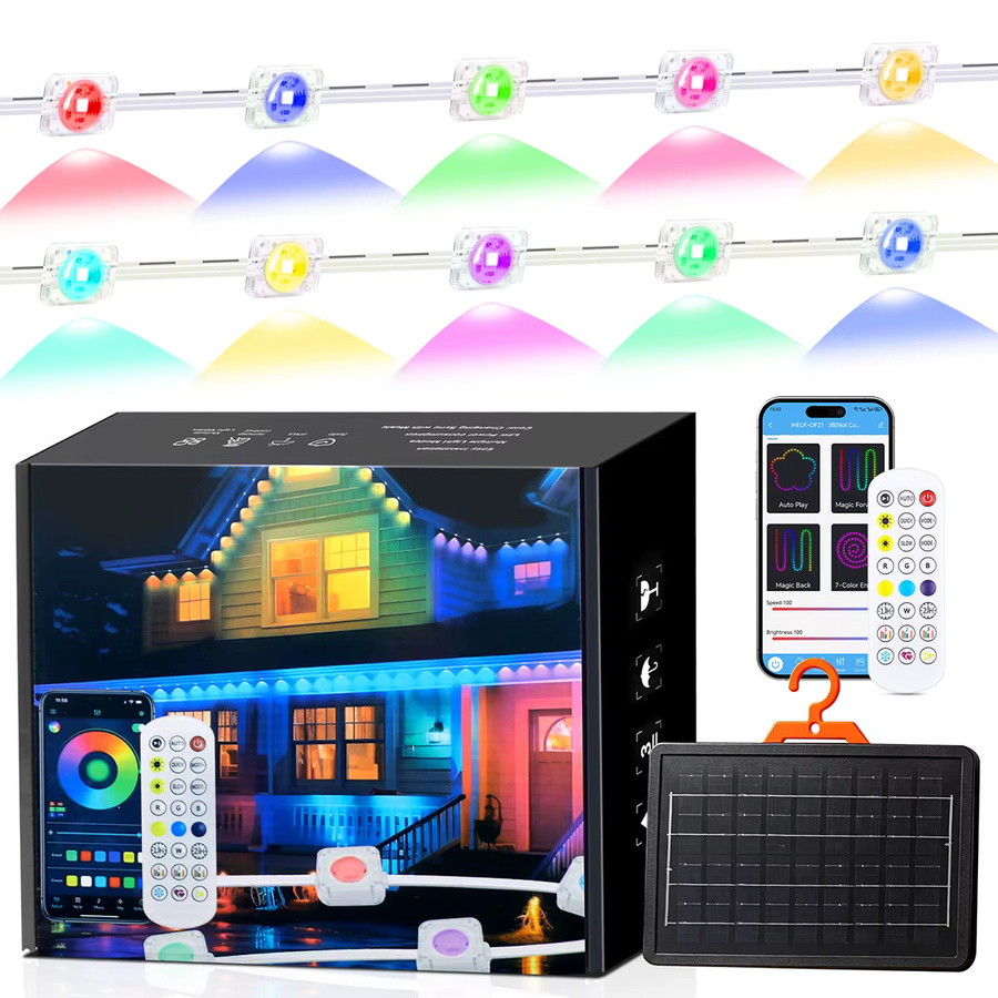 HAGAHA Solar-Dachrinnenbeleuchtung RGB Lichterkette mit Bluetooth-Steuerung für Garten und Weihnachtsdekoration - Bild 3