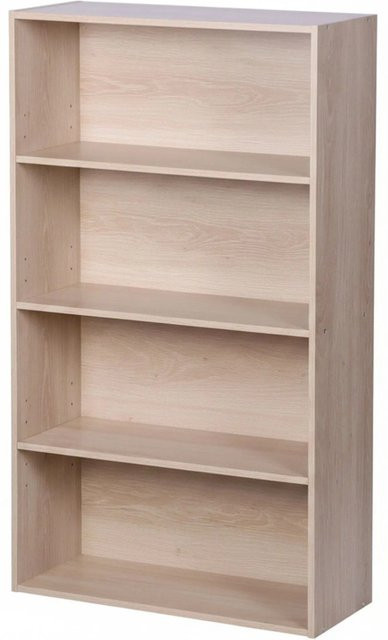 Relaxdays Bücherregal aus Holzwerkstoff in Eiche mit 4 verstellbaren Ebenen und Rückwand, Höhe: 108 cm, Breite: 60 cm, Tiefe: 24 cm - Bild 1