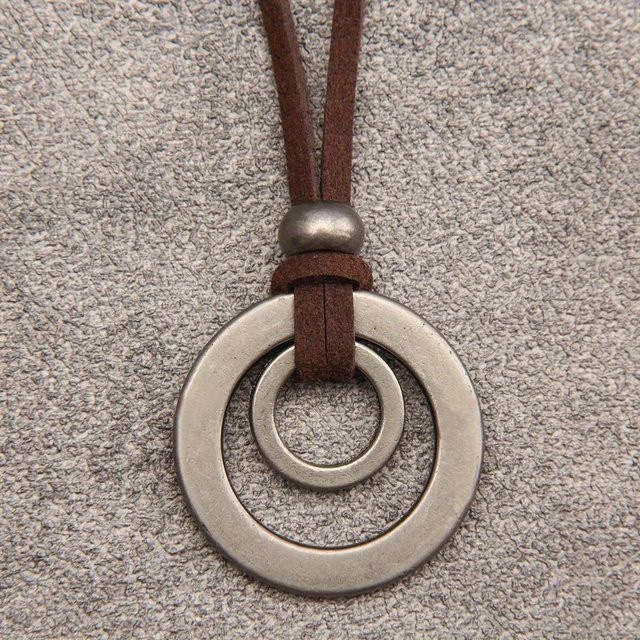 KAYOU Halskette mit Doppelring-Anhänger, Messing, Silber, Unisex - Bild 1