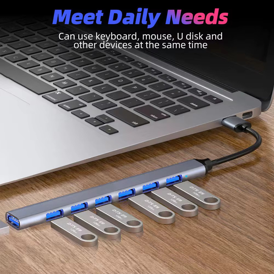 Lieve USB Hub Typ C mit 7 Ports, USB 3.0 und 2.0 sowie USB-C PD für Hochgeschwindigkeits-Datenübertragung an PC, Laptop und MacBook - Bild 3