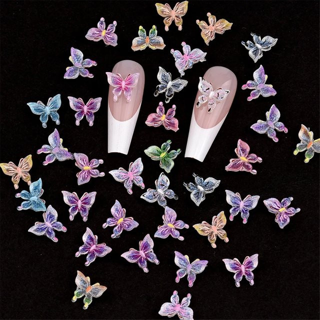 Rhstoe Nagel Charms Schmetterlinge, 50 Stück, Harz, 3D Nail Art Zubehör - Bild 1