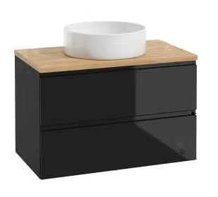 Deftrans Hängender Badezimmerschrank Schwarz Glänzend Breite: 80 cm, Tiefe: 50 cm - Bild 1