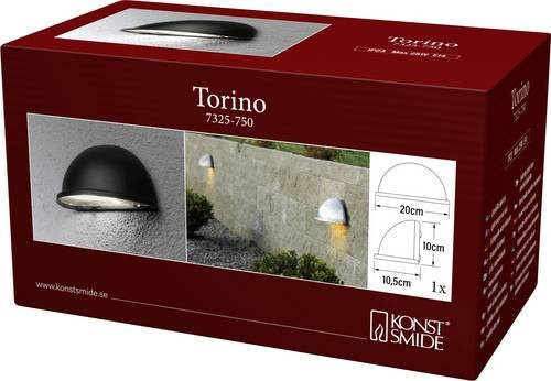 Konstsmide Torino 7325-750 Außenwandleuchte Schwarz mit E14 Fassung und 25W Leistung - Bild 1