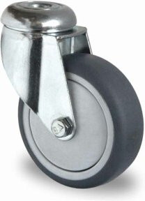 CASCOO Rückenlochlenkrolle Serie P2T2 mit Kugellager in Grau und Stahl, Durchmesser: 75 mm - Bild 1