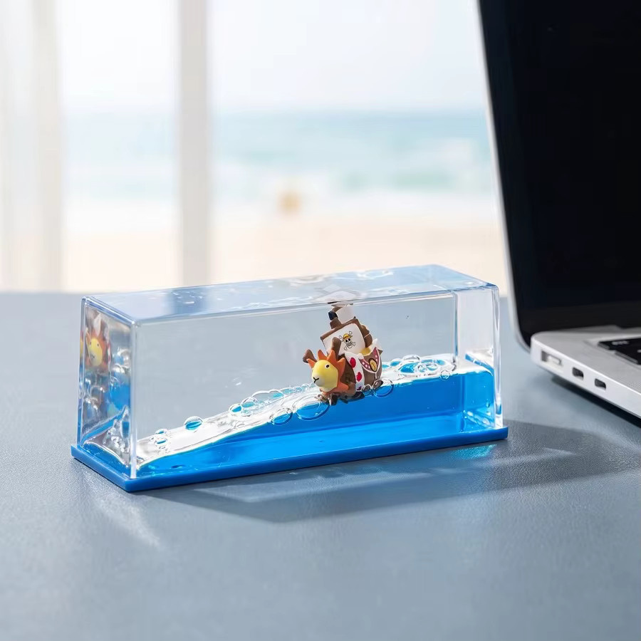 Bandai One Piece Thousand Sunny und Going Merry Flüssigkeits-Driftflasche als schwimmende Schiffs-Dekoration für deinen Schreibtisch - Bild 4
