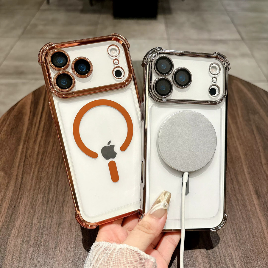 Stoßfeste magnetische MagSafe Schutzhülle für Apple iPhone 17 16 15 14 13 12 Pro Max in Transparent und Blau - Bild 2