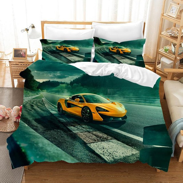 JMG Household Supplies Deluxe 3D Quilts Bettwäsche-Set Extremsportarten Rennen in Gelb, bestehend aus Daunendeckenbezug und Kissenbezug, B/H: 135 x 200 cm - Bild 1