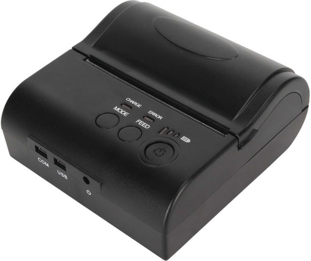 DIYelecs Thermodrucker mit Bluetooth und USB, 203 DPI, 90 mm/s Druckgeschwindigkeit, Etikettendrucker für Windows, Schwarz - Bild 1