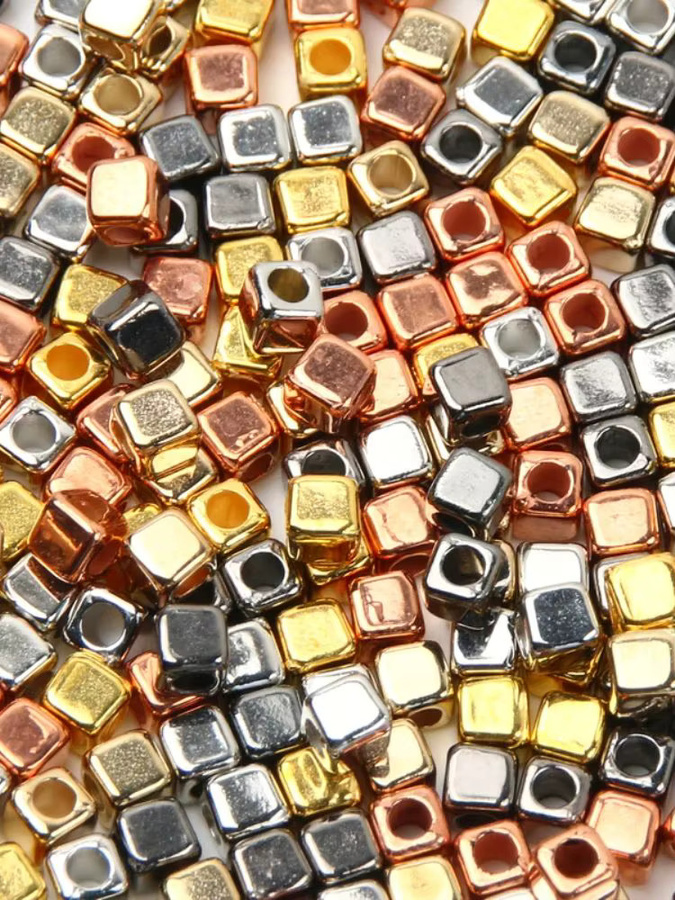 Laudsong Distanzperlen, quadratisch, golden, versilbert, 4 mm - Bild 5