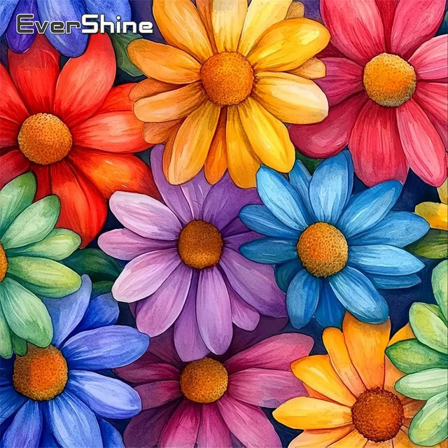 Evershine Diamant-Gemälde DIY Gänseblümchen Strass-Mosaik Multicolour B/H: 20 x 20 cm - Bild 1