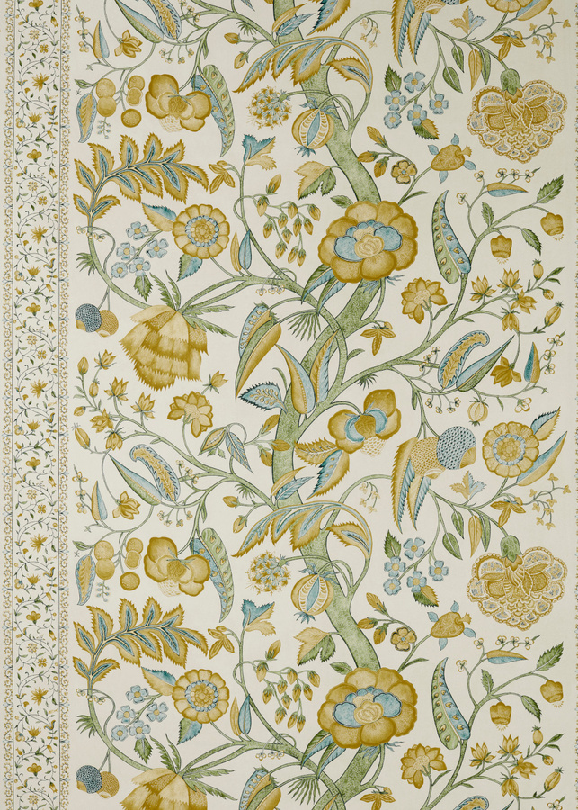 Zoffany Wallpaper Artisan Palampore in Primrose mit botanischem und floralem Design in Gelb, Grün und Multicolour, Breite: 140 cm - Bild 1