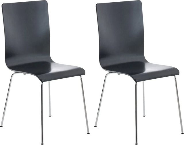 DELUKE 2er Set Besucherstühle TUNIS Konferenzstühle und Bürostühle aus Holz und Metall in Schwarz, B/T/H: 43 x 47 x 87 cm - Bild 1