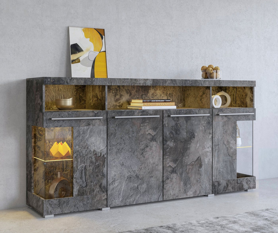 OTTO home Sideboard India Kommode mit Glastüren und verstellbaren Einlegeböden, Breite: 182 cm - Bild 1