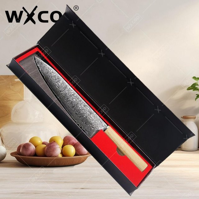 WXCOO Japanisches Damaststahl Küchenmesser, geschmiedetes Fleischbeil und Sashimi-Messer in Silber mit Holzgriff - Bild 1