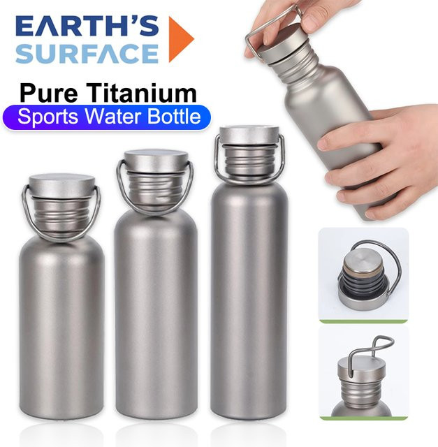 Ultraleichte Titan-Wasserflasche aus reinem Titan, auslaufsicher und tragbar für Outdoor, Camping und Sport, Farbe: Silber, Volumen: 600 ml oder 750 ml - Bild 1