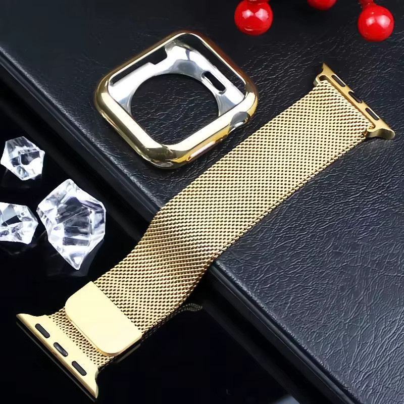 JBAILI Uhrenarmband Milanaise, Edelstahl, Gold, Unisex - Bild 4