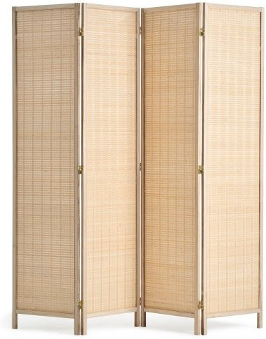 VEVOR 4-Panel Raumteiler aus Bambus und Paulownia-Holz, handgewebter faltbarer Sichtschutz in Natur, freistehende Trennwand für Wohnzimmer und Schlafzimmer - Bild 1