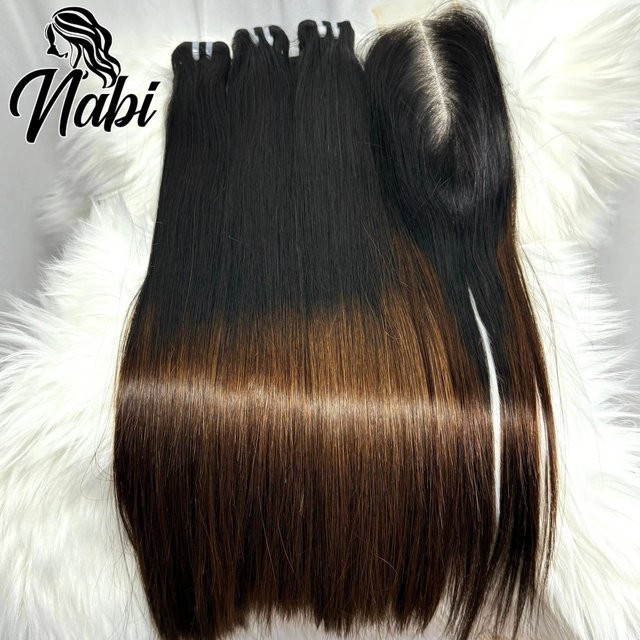Nabi Raw Vietnamesisches Echthaar-Bündel mit HD Lace Closure 2x6, Damen - Bild 1
