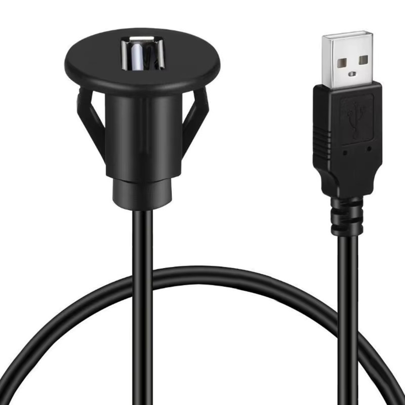 VHOHOUR USB 2.0 Auto Dashboard Unterputz Panel Wasserdichte Kabel Buchse und AUX Verlängerung in Schwarz - Bild 3