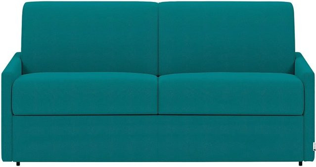 Vente-unique Schlafsofa Calife in Türkisblau und Grau, modernes Polstersofa für das Wohnzimmer mit Stoffbezug und Schaumstofffüllung, Breite: 150 cm - Bild 1