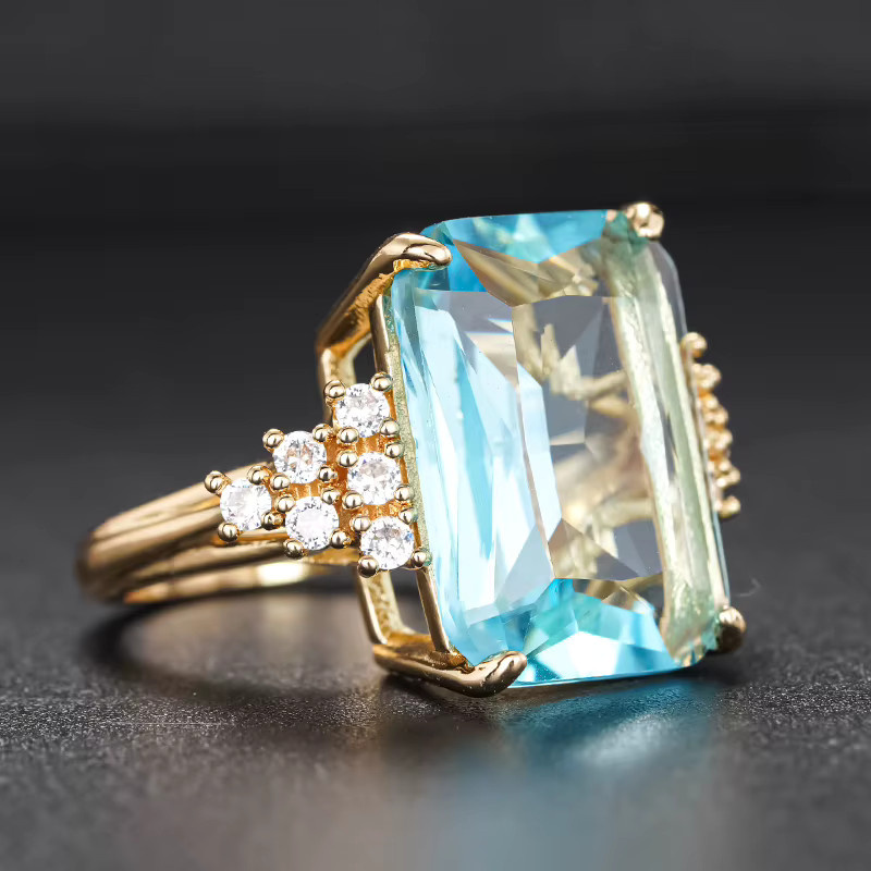 Huitan Damenring, Gold, Zirkonia, Blau - Bild 2